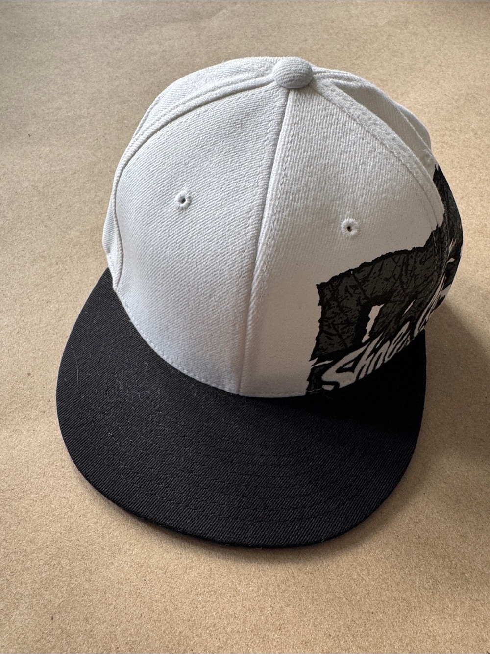 DC White and Black Snapback Hat with Graphic